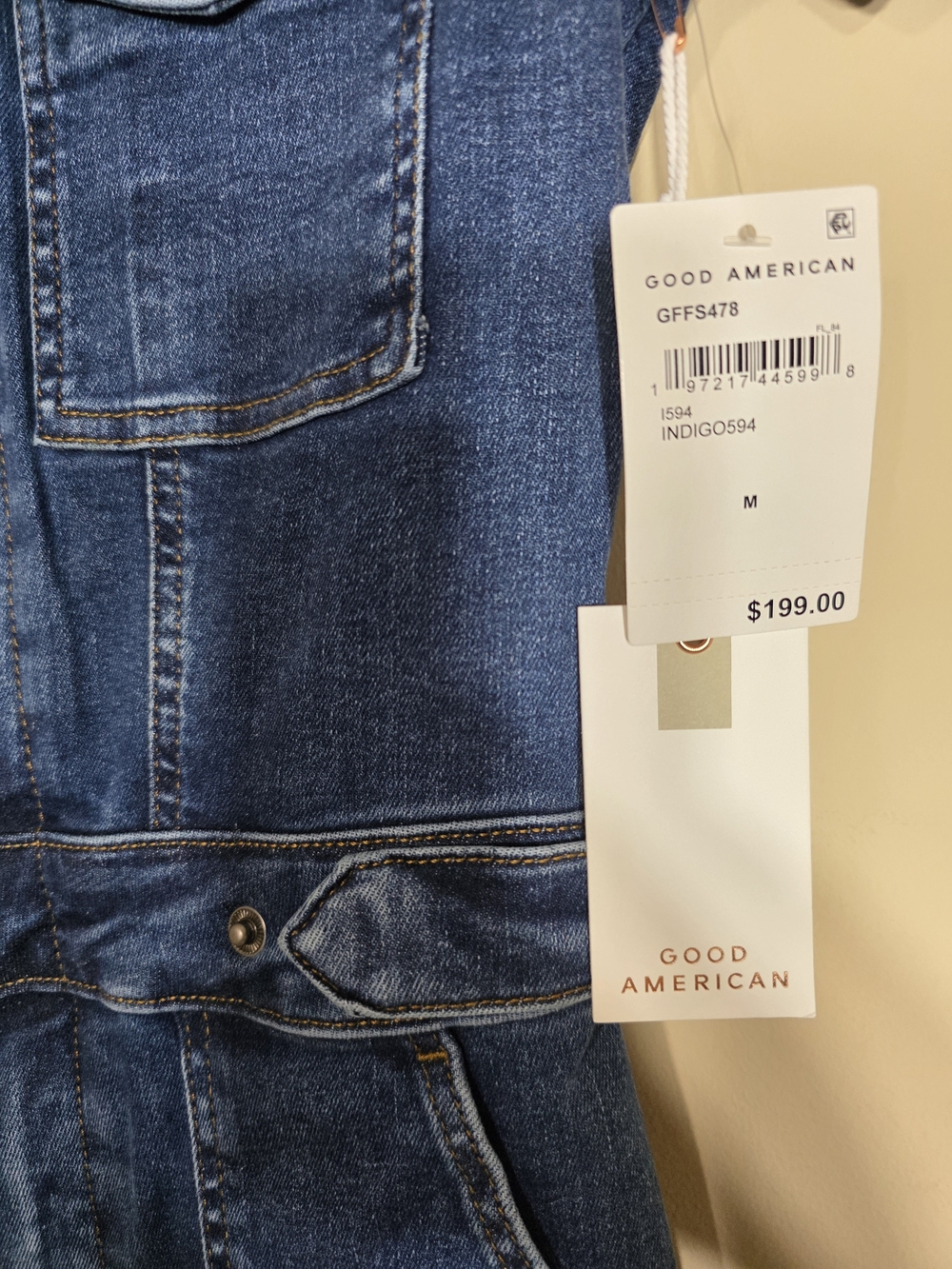 Good American NWT $199 Denim Utility Jumpsuit Indigo Wash Size Medium - Picture 8 of 12